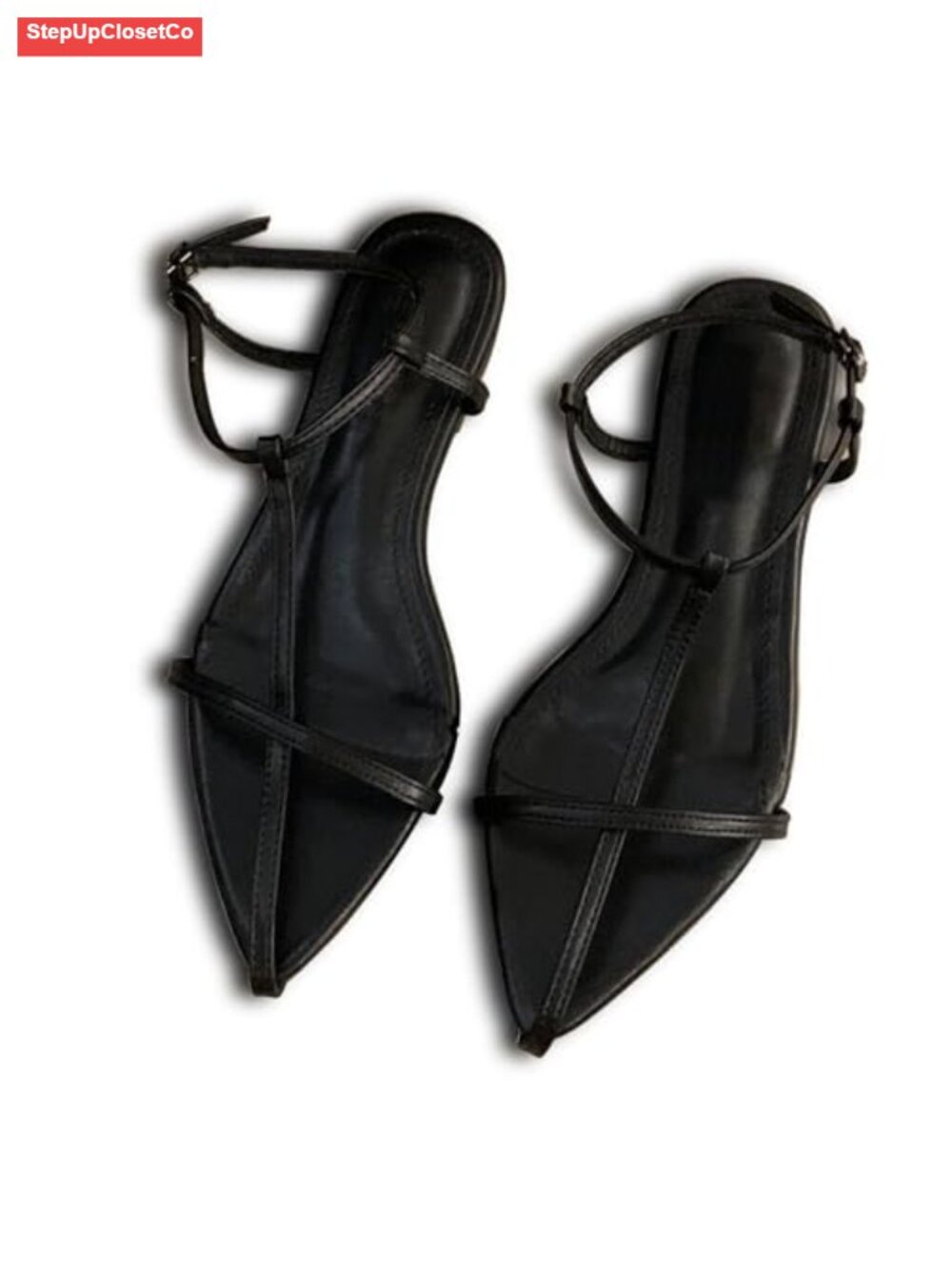 Women Strappy Slingback Mules Vegan Leather Dressy Flats Open Toe Cute
